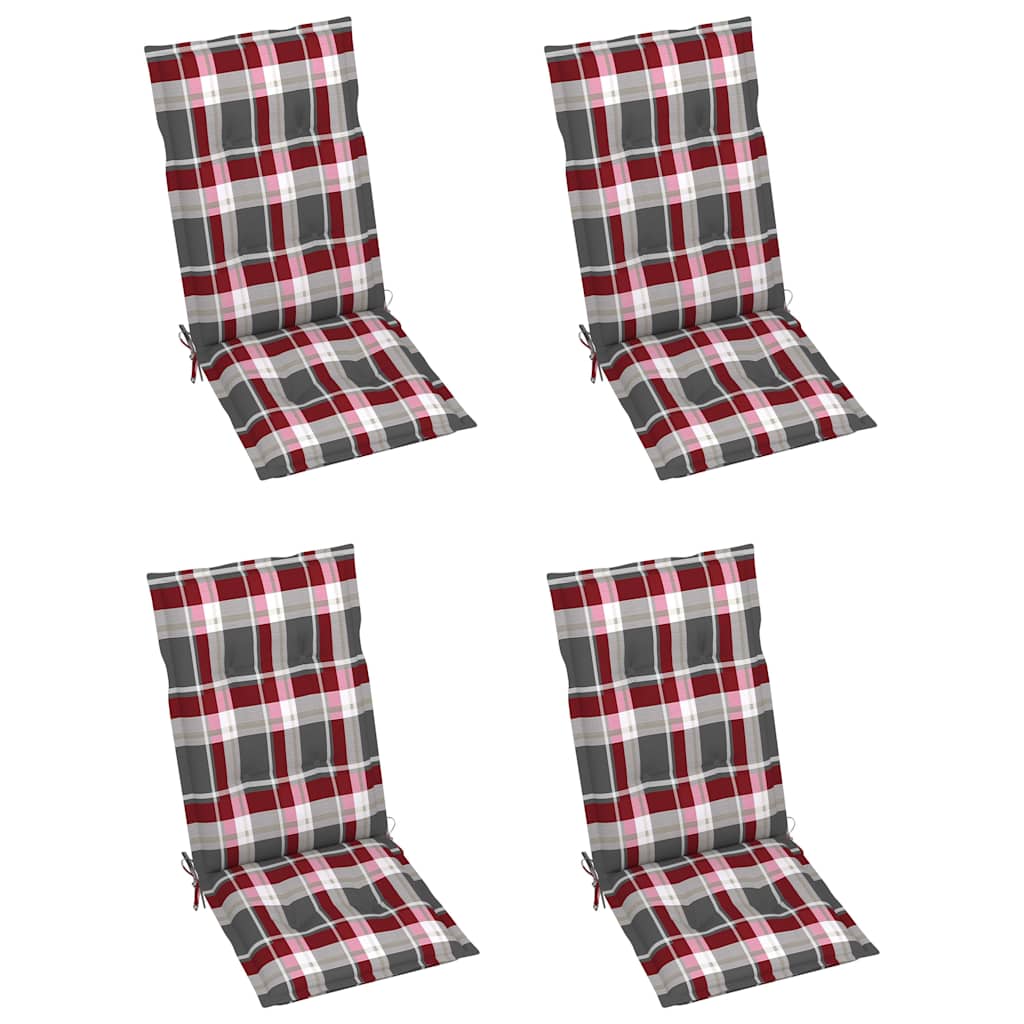 Set di 4 sedie pieghevoli reclinabili con cuscini, in legno massello di acacia.