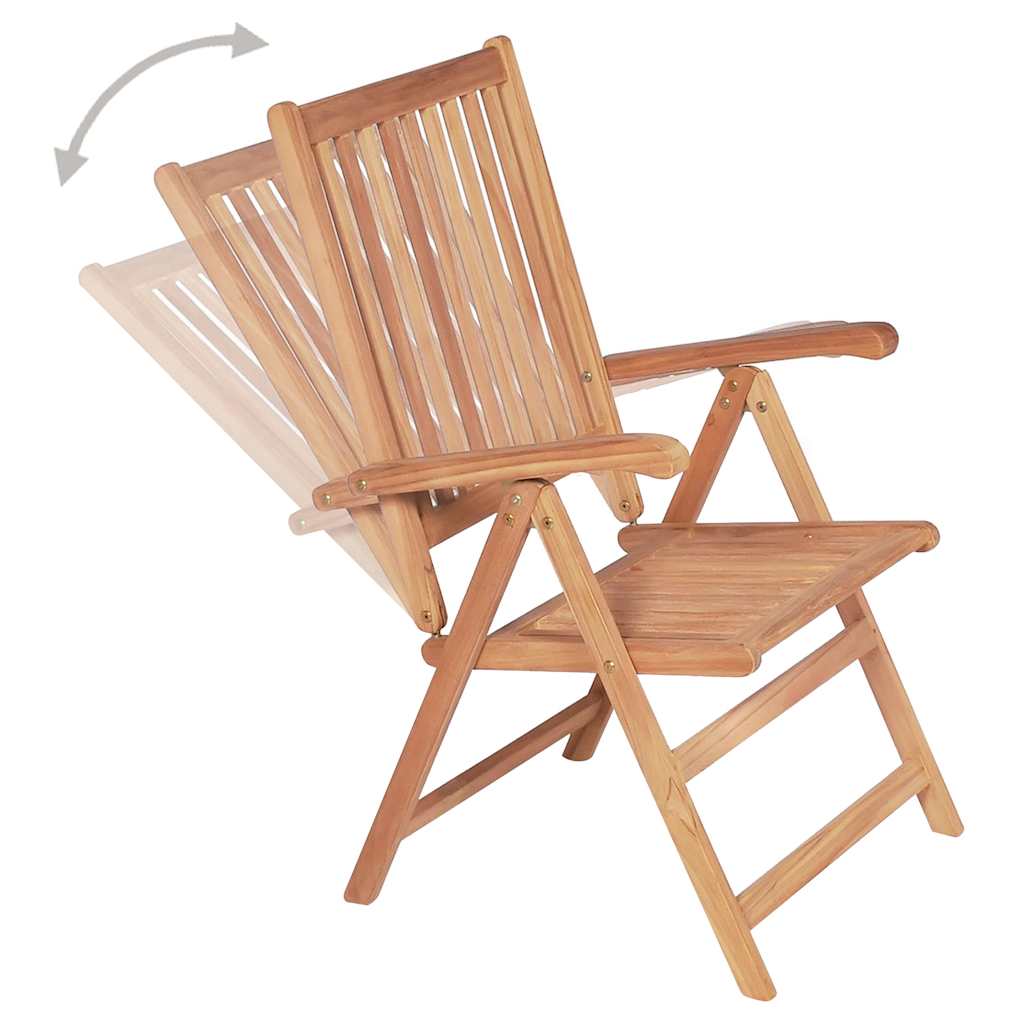 Sedie Reclinabili Pieghevoli 4 pz in Legno Massello di Teak