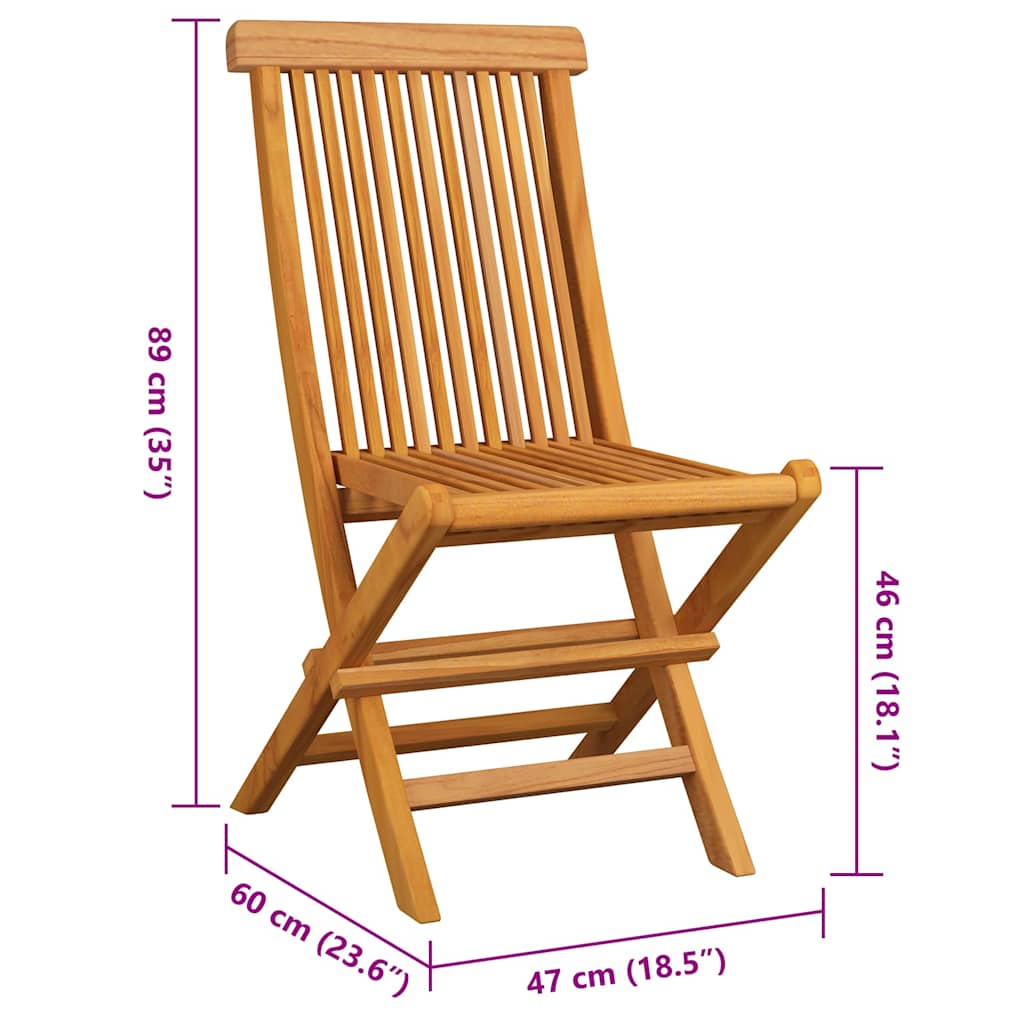 Sedie Pieghevoli con Cuscini Crema 6 pz in Massello di Teak