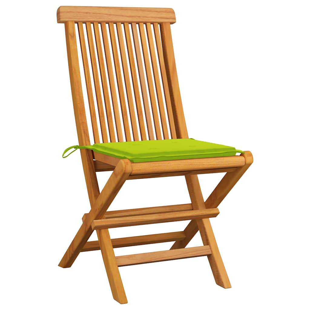 Sedie Pieghevoli Cuscini Verde Brillante 6 pz Massello di Teak