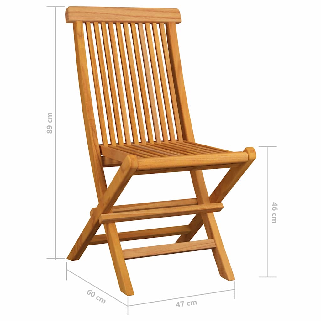 Sedie Pieghevoli e Cuscini Grigi a Quadri 6 pz Massello Teak