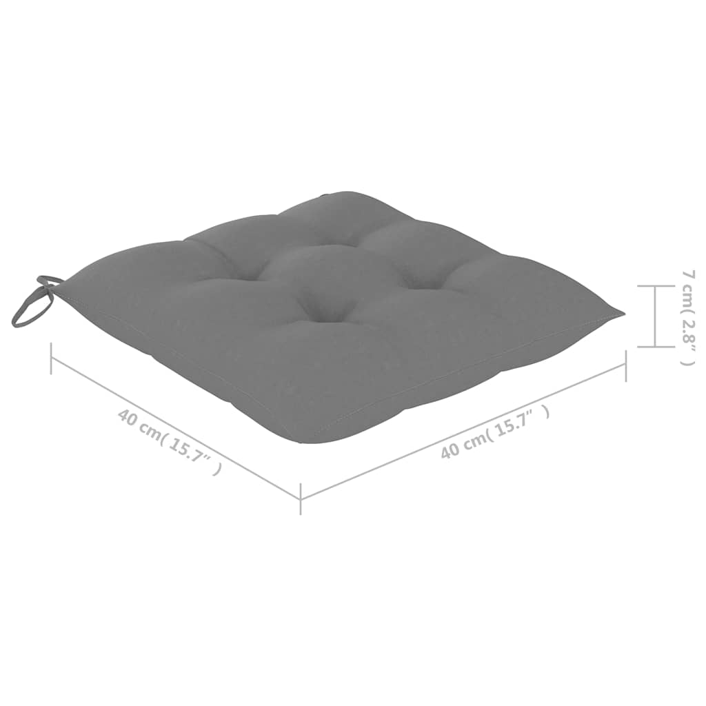 Sedie Pieghevoli con Cuscini Grigi 6 pz in Massello di Teak