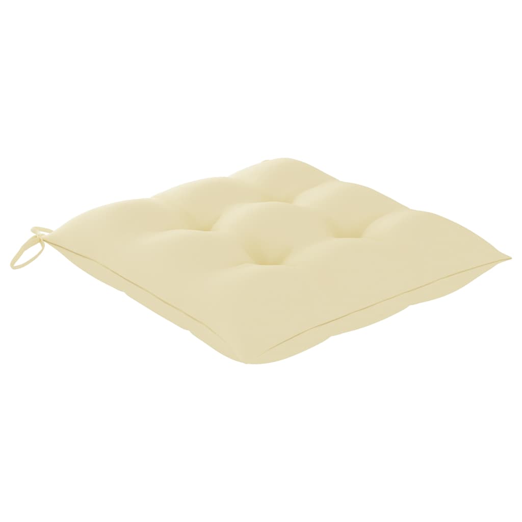 Sedie Pieghevoli con Cuscini Crema 6 pz in Massello di Teak