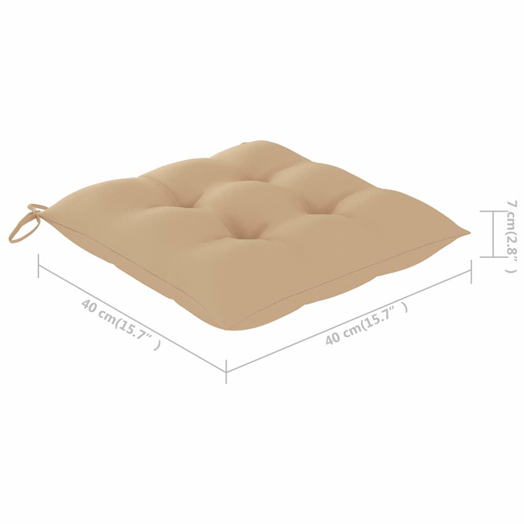 Sedie Pieghevoli con Cuscini Beige 6 pz in Massello di Teak