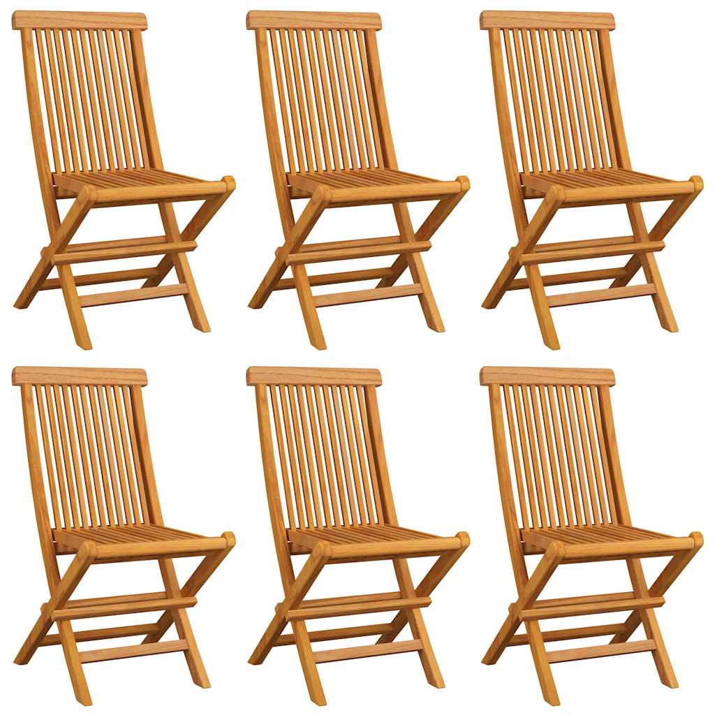 Sedie Pieghevoli con Cuscini Verdi 6 pz in Massello di Teak