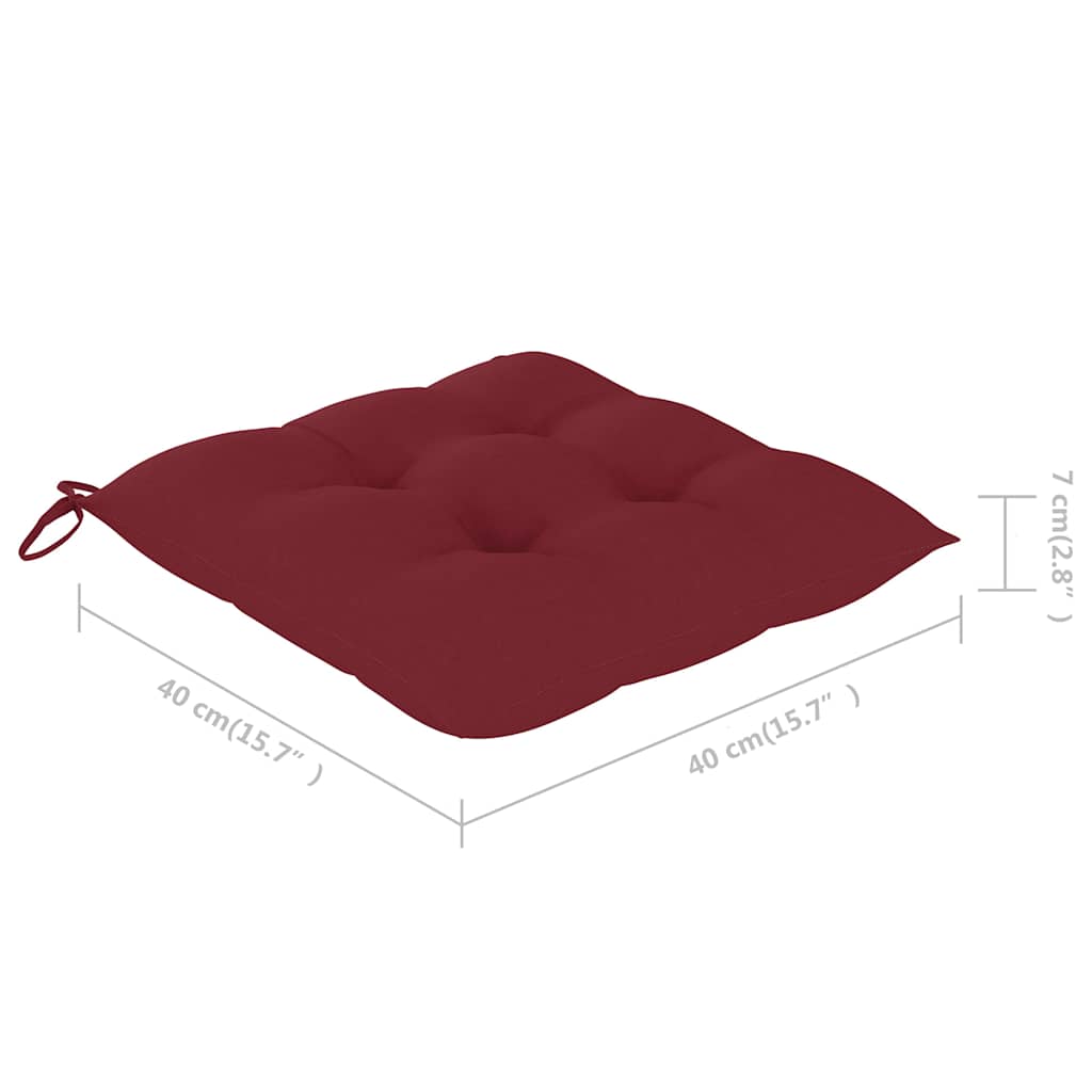 Sedie Pieghevoli con Cuscini Rosso Vino 6 pz Massello di Teak