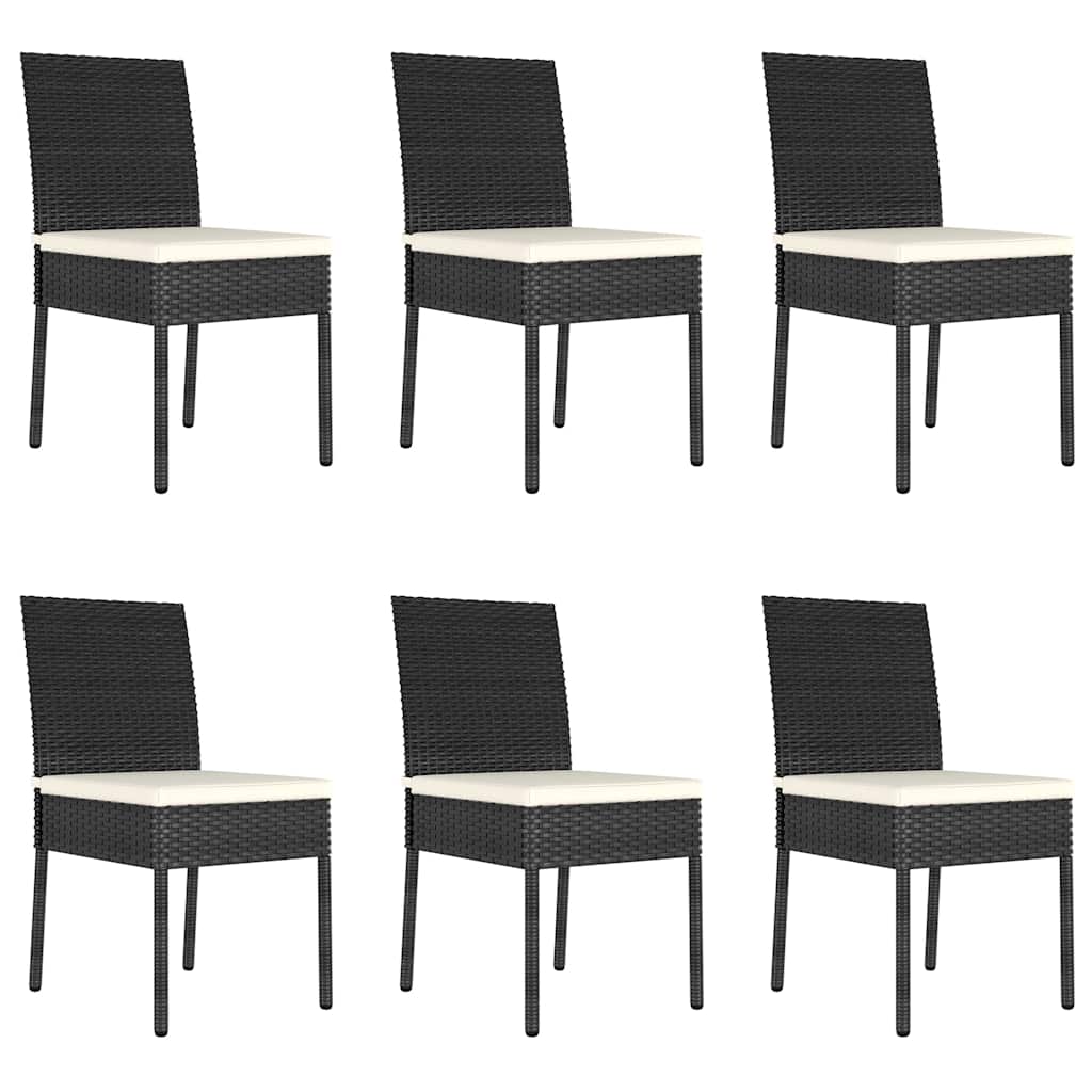 Set da Pranzo da Giardino 7 pz in Polyrattan Nero