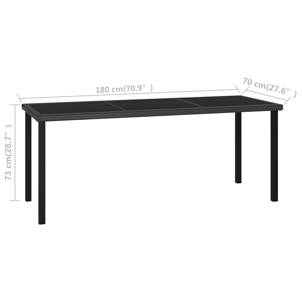 Set da Pranzo da Giardino 9 pz in Polyrattan Nero