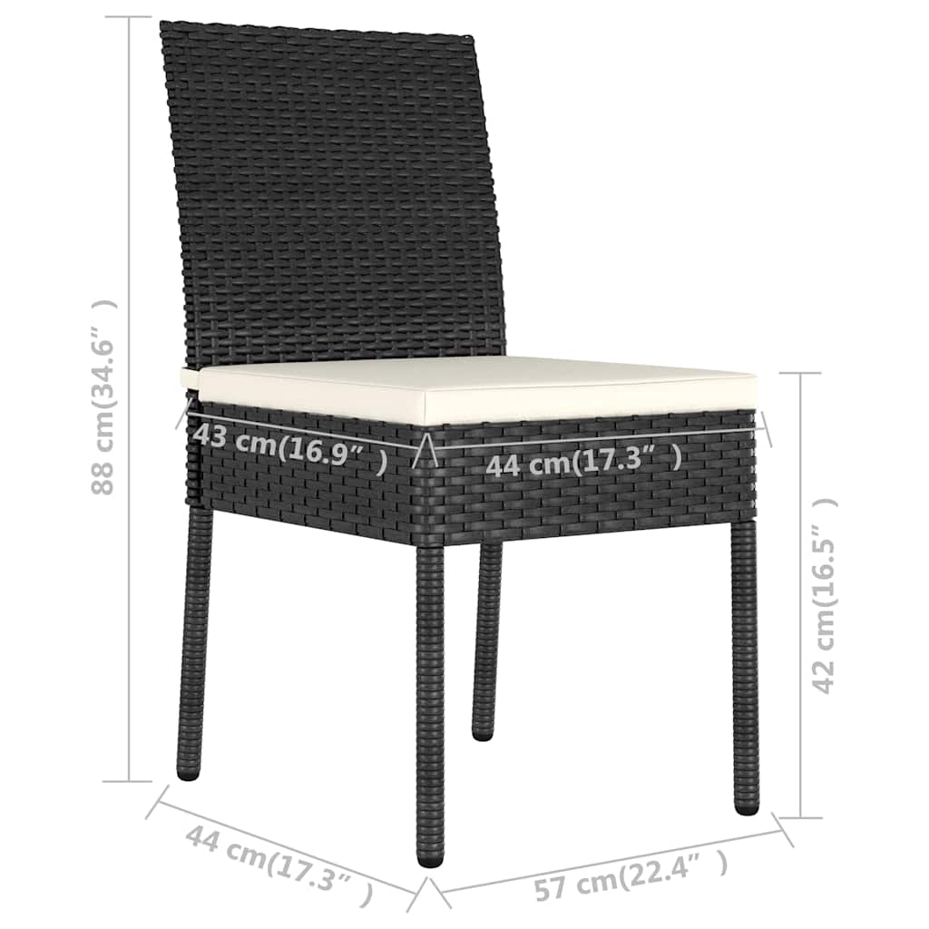 Set da Pranzo da Giardino 9 pz in Polyrattan Nero