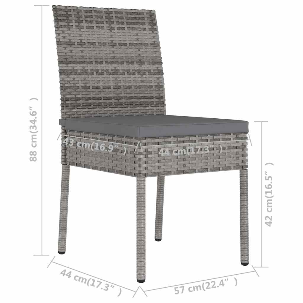 Set da Pranzo da Giardino 7 pz in Polyrattan Grigio