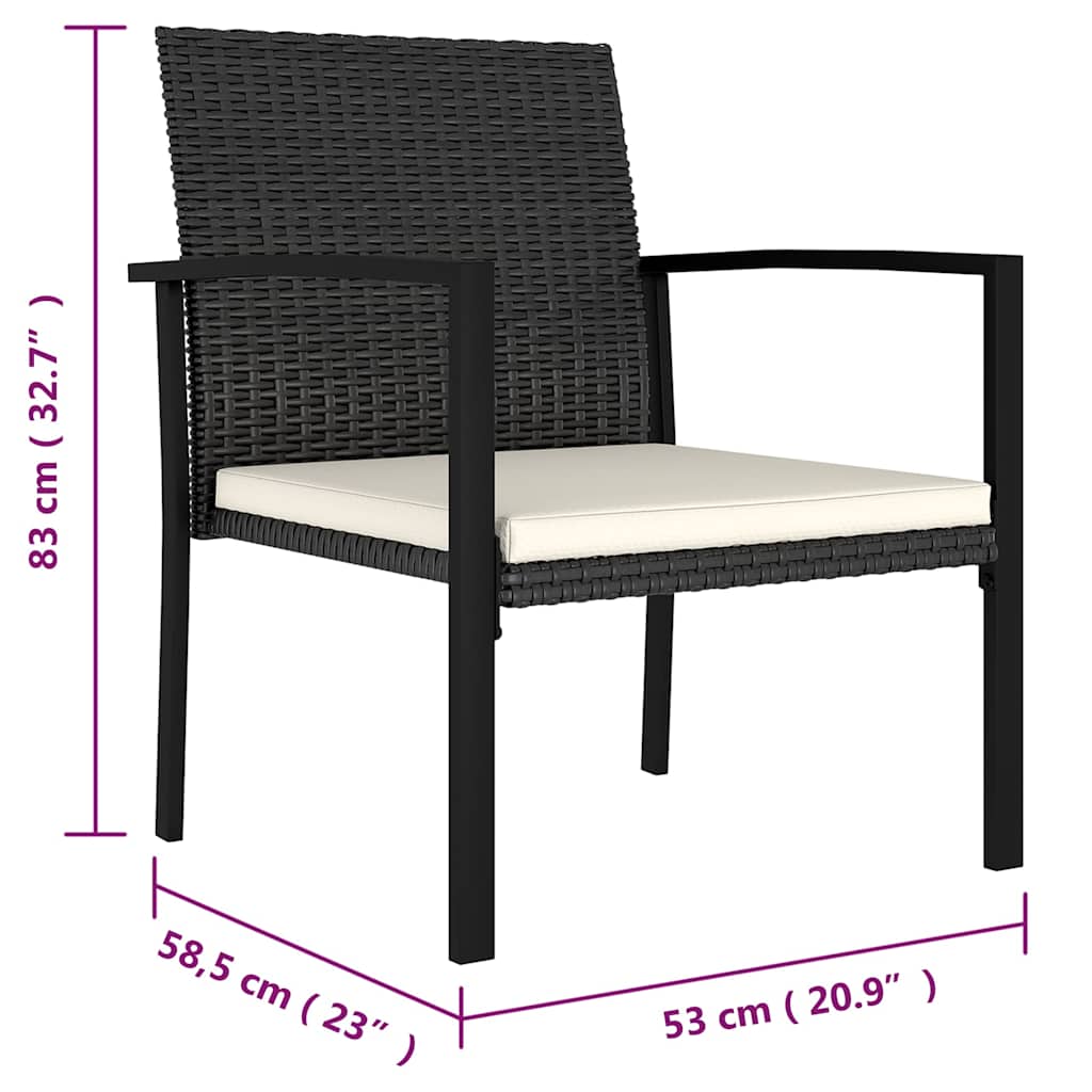 Set da Pranzo da Giardino 9 pz in Polyrattan Nero