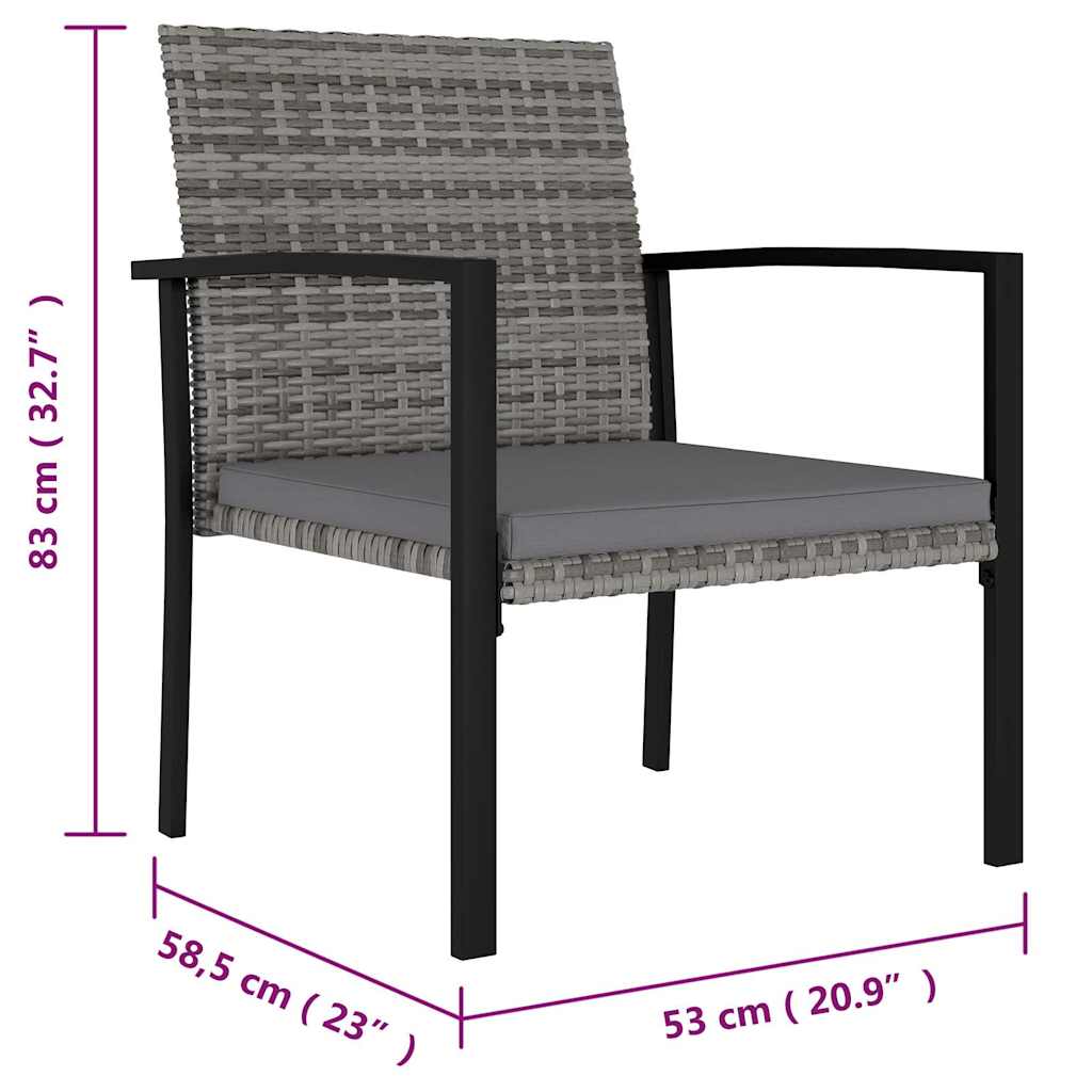 Set da Pranzo da Giardino 9 pz in Polyrattan Grigio