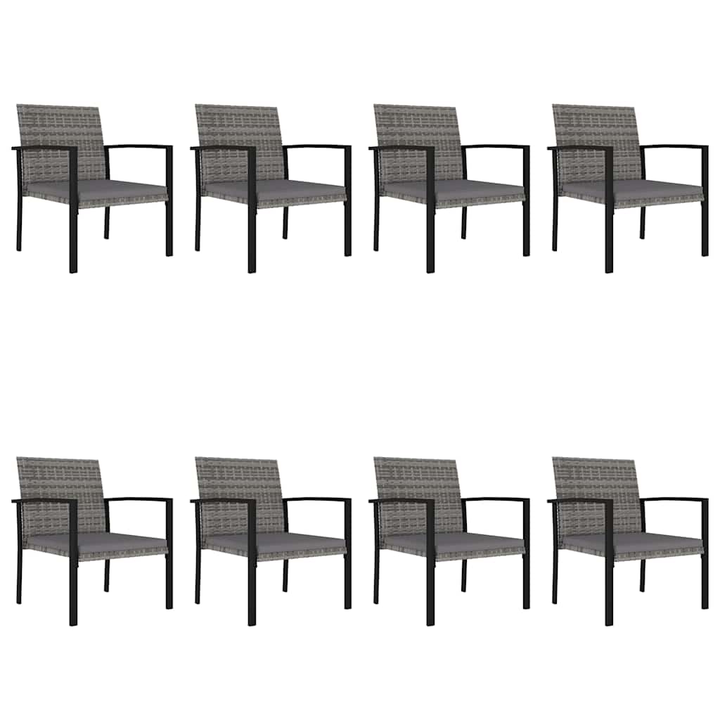 Set da Pranzo da Giardino 9 pz in Polyrattan Grigio