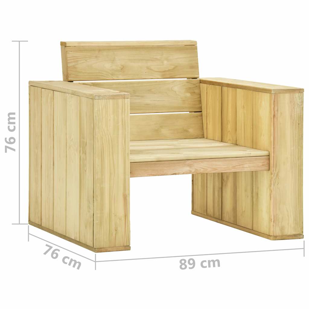 Set Divani da Giardino 3 pz con Cuscini Legno Pino Impregnato