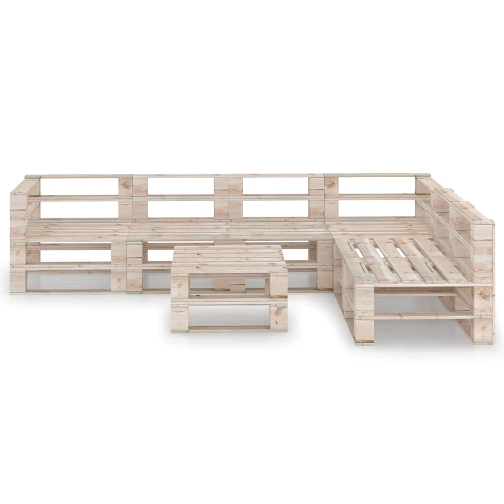 Set Divani da Giardino su Pallet 7 pz in Legno di Pino