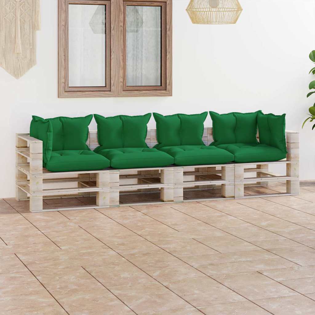 Divano Giardino Pallet a 4 Posti Cuscini in Legno di Pino
