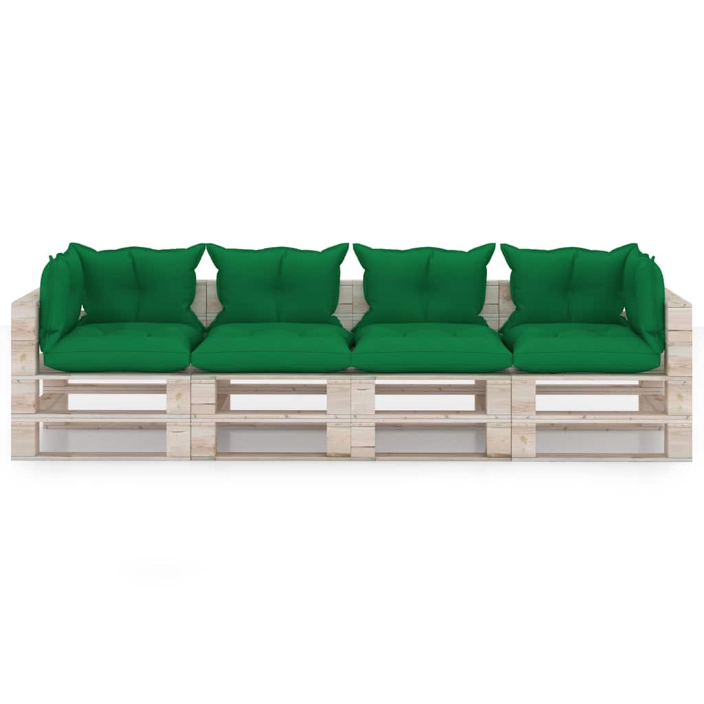 Divano Giardino Pallet a 4 Posti Cuscini in Legno di Pino