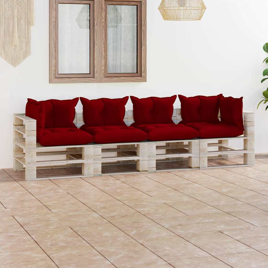Divano Giardino Pallet a 4 Posti Cuscini in Legno di Pino