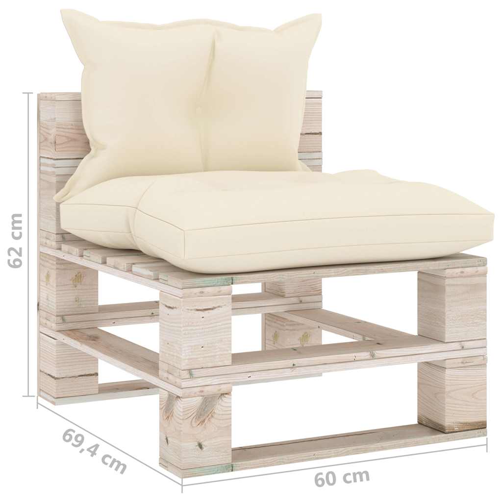 Set Divani da Giardino Pallet 6 pz con Cuscini in Legno di Pino