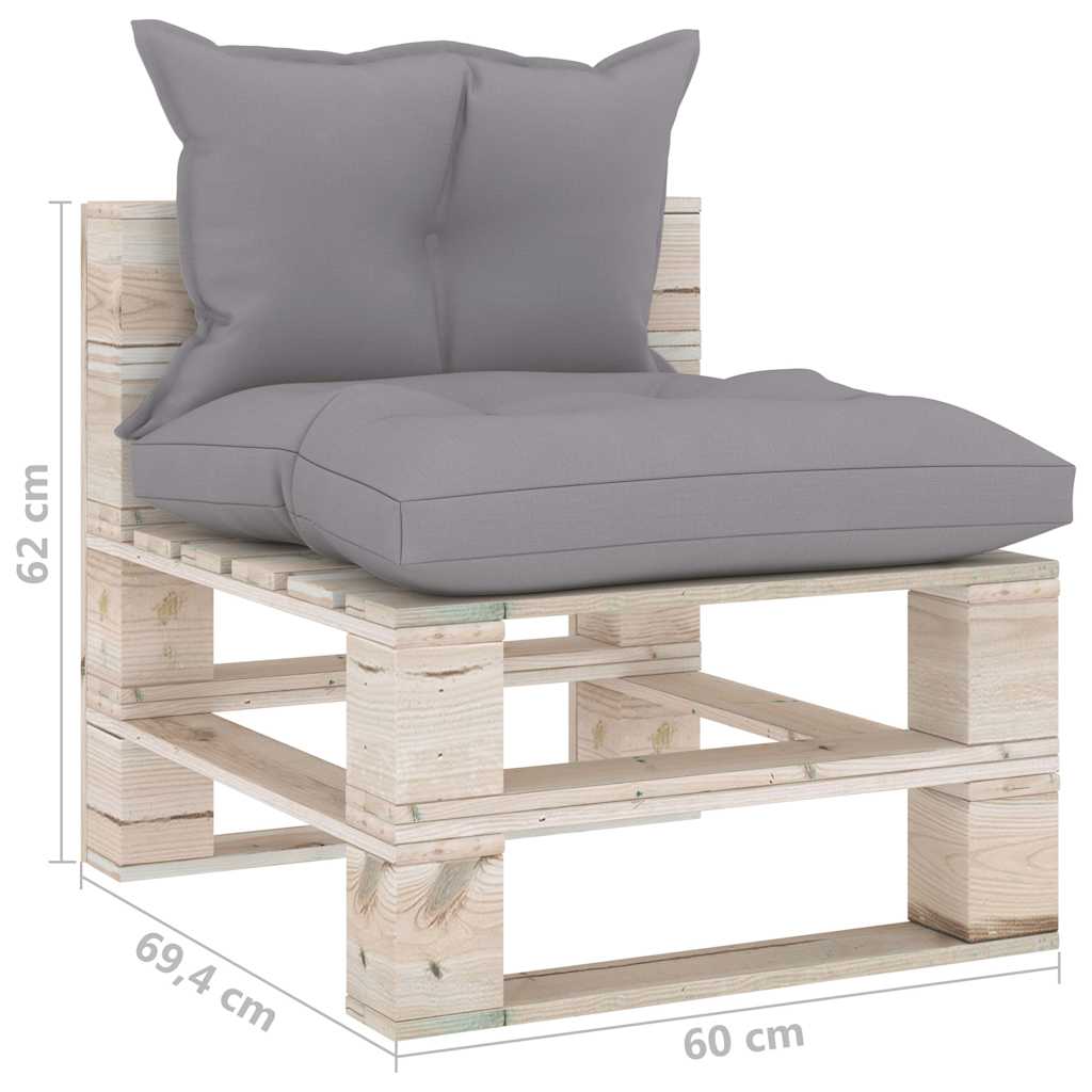 Set Divani da Giardino Pallet 6 pz con Cuscini in Legno di Pino