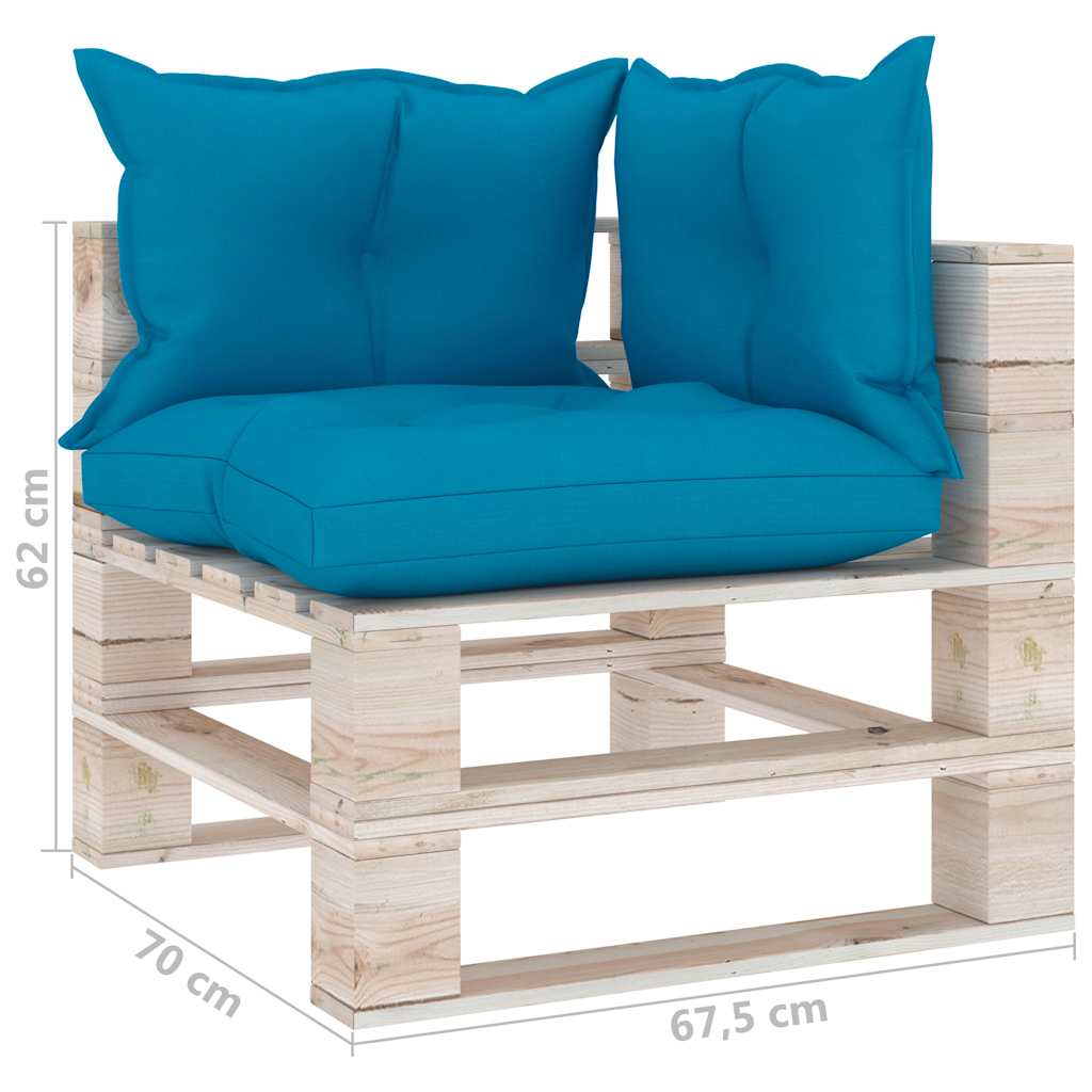 Set Divani da Giardino Pallet 6 pz con Cuscini in Legno di Pino