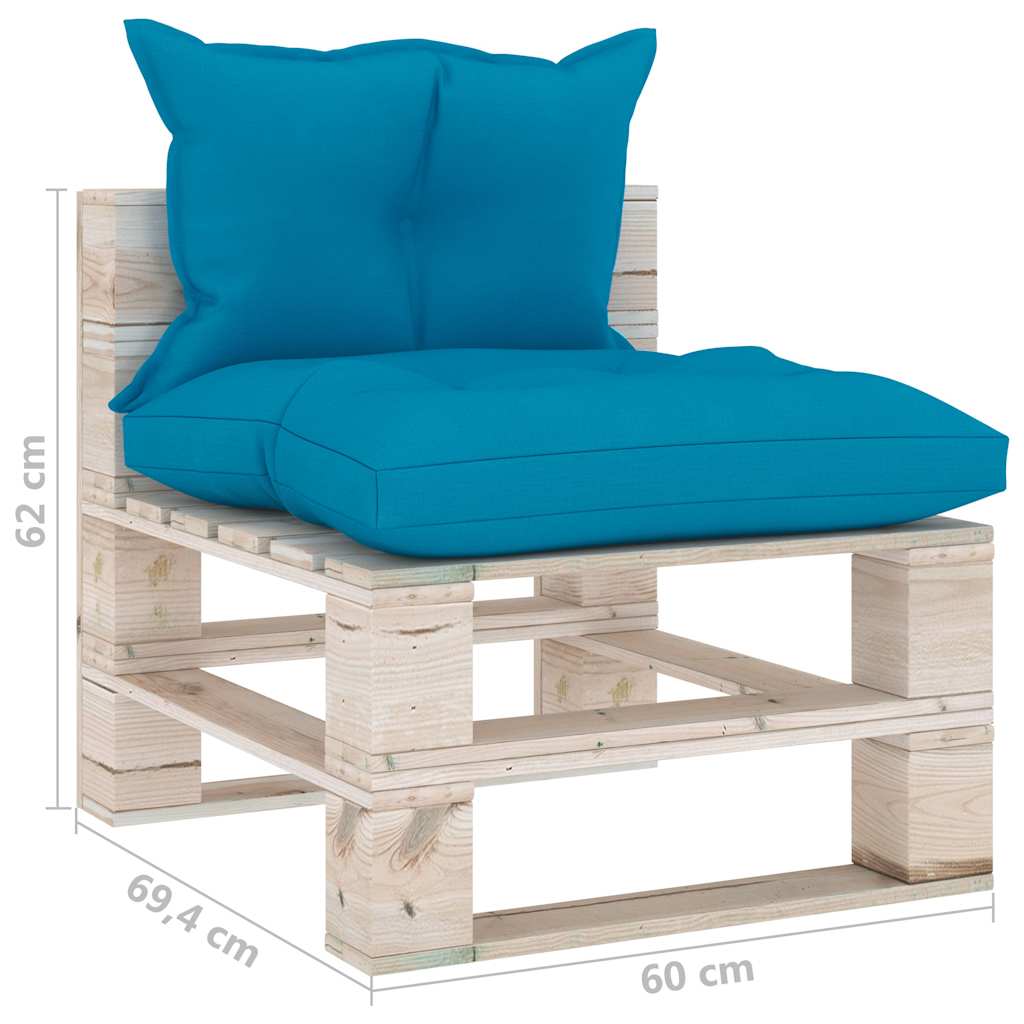Set Divani da Giardino Pallet 6 pz con Cuscini in Legno di Pino