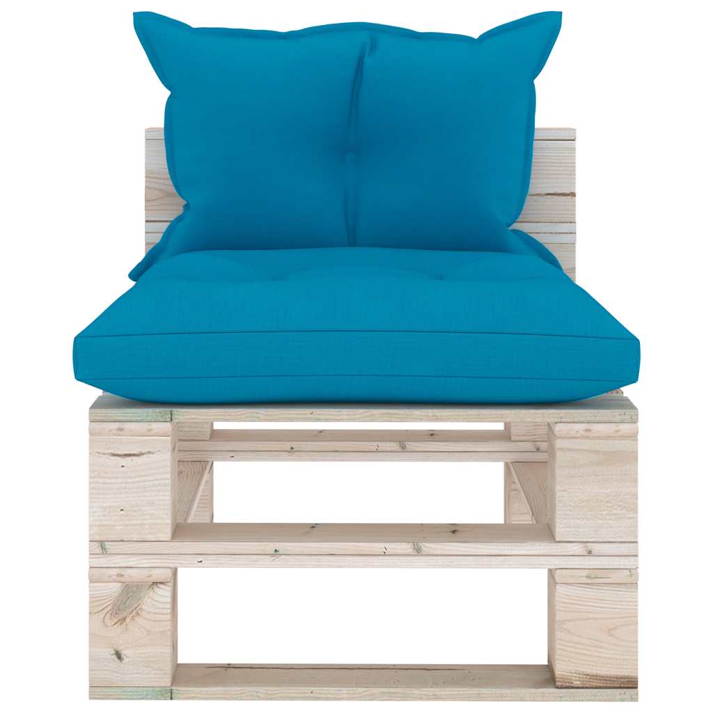 Set Divani da Giardino Pallet 6 pz con Cuscini in Legno di Pino