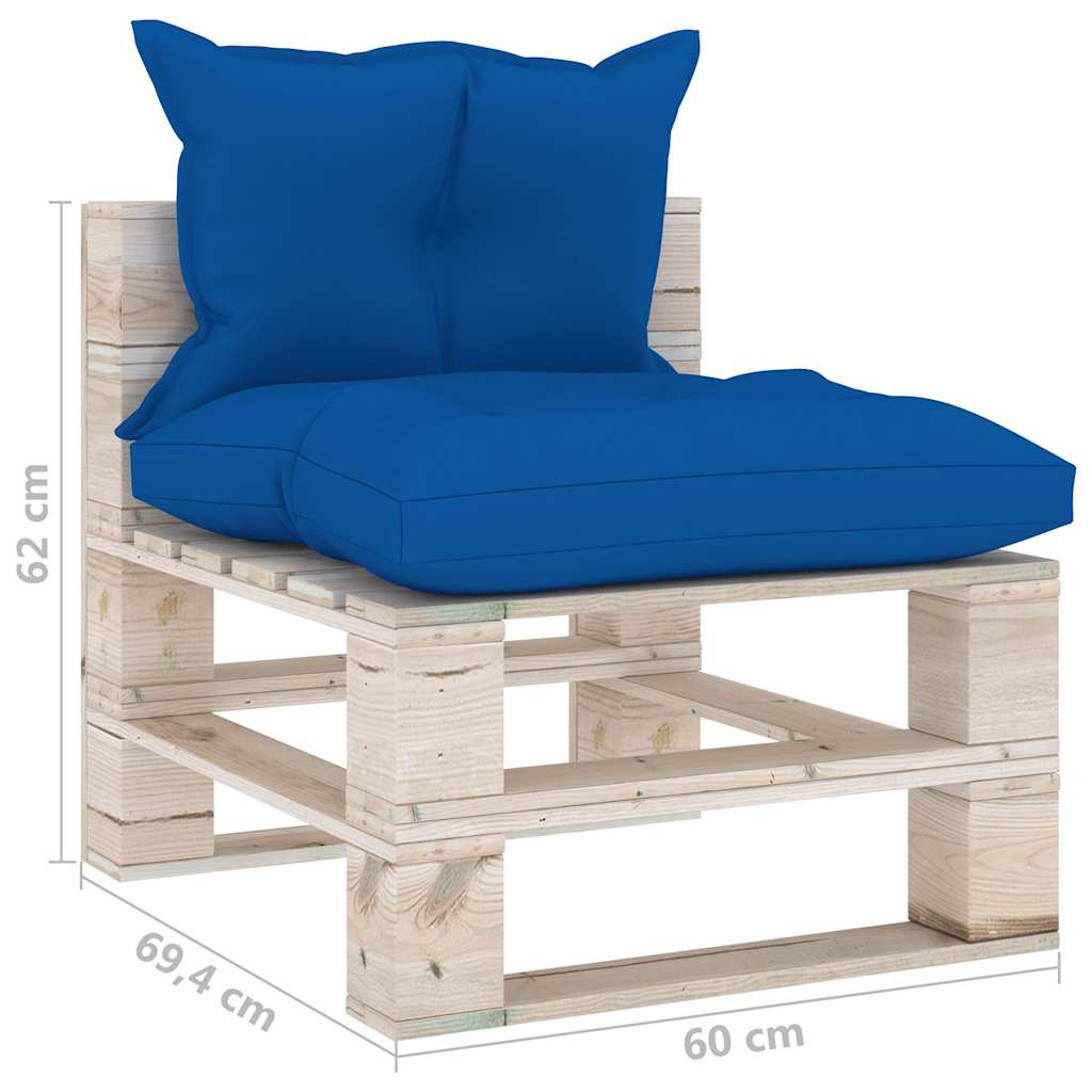 Set Divani da Giardino Pallet 6 pz con Cuscini in Legno di Pino