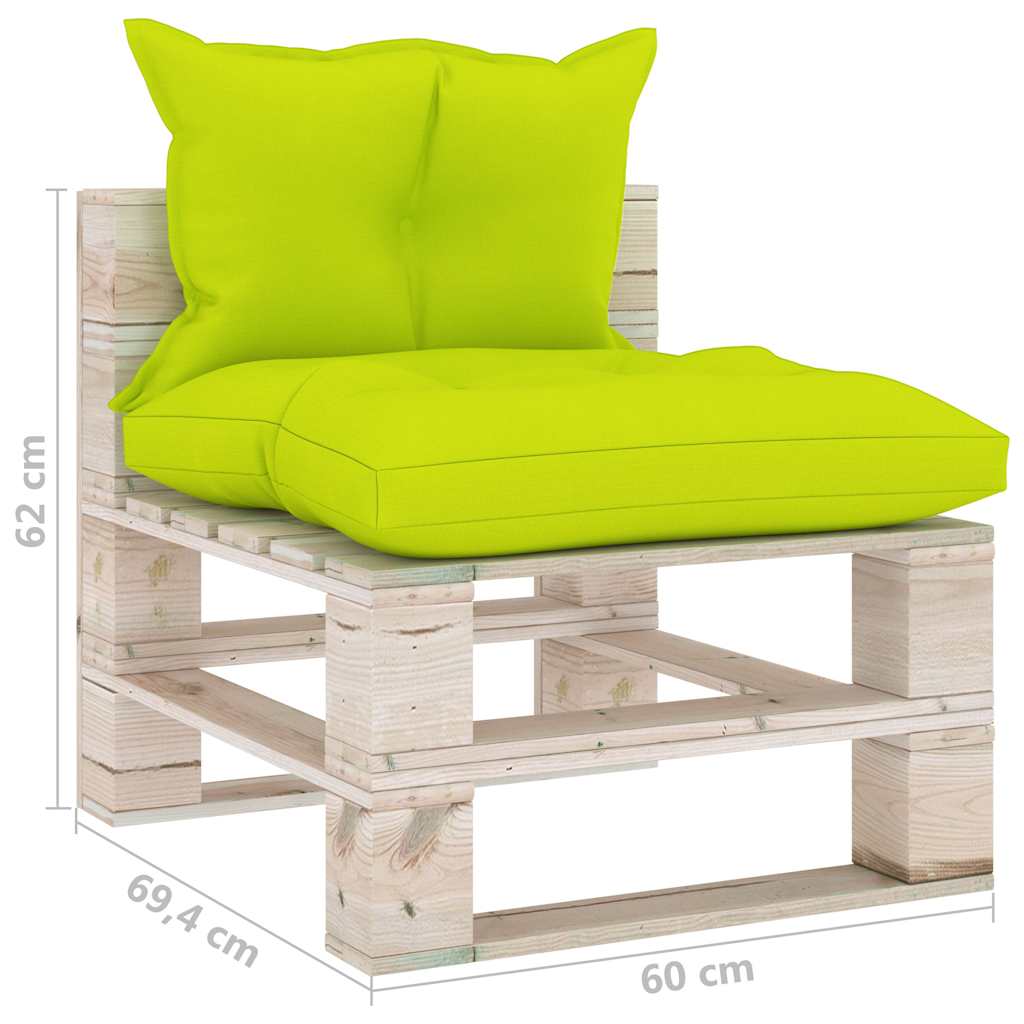 Set Divani da Giardino Pallet 6 pz con Cuscini in Legno di Pino