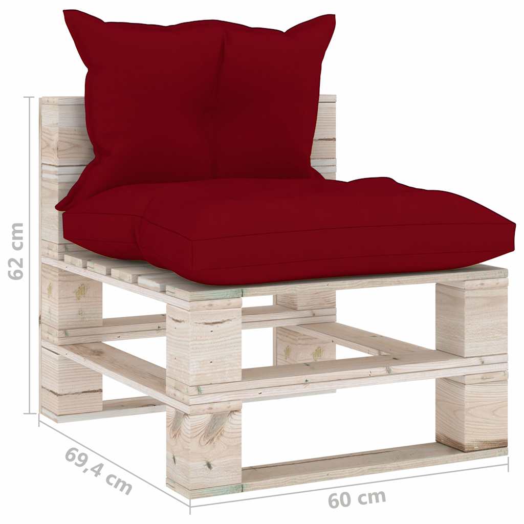 Set Salotto Giardino su Pallet Cuscini 5 pz in Legno di Pino