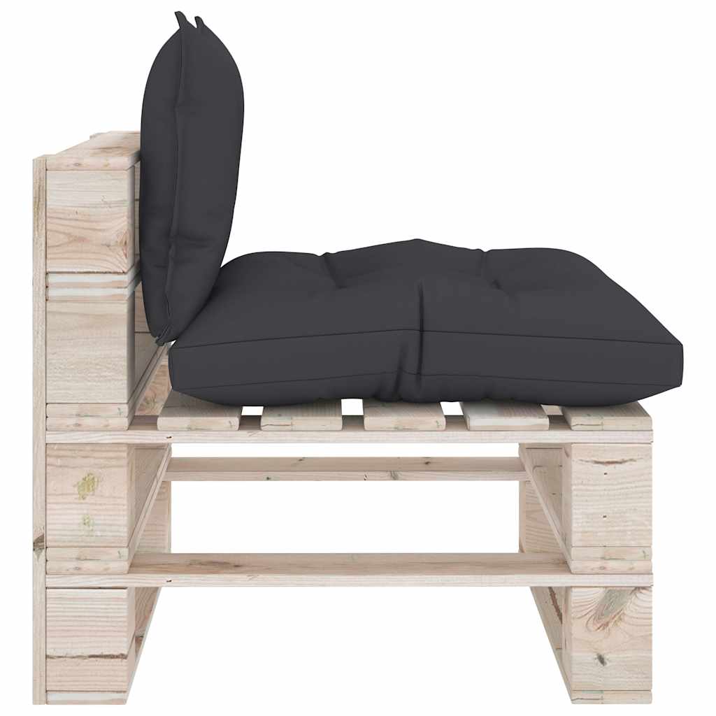 Salotto Giardino su Pallet Cuscini Antracite 5 pz Legno di Pino
