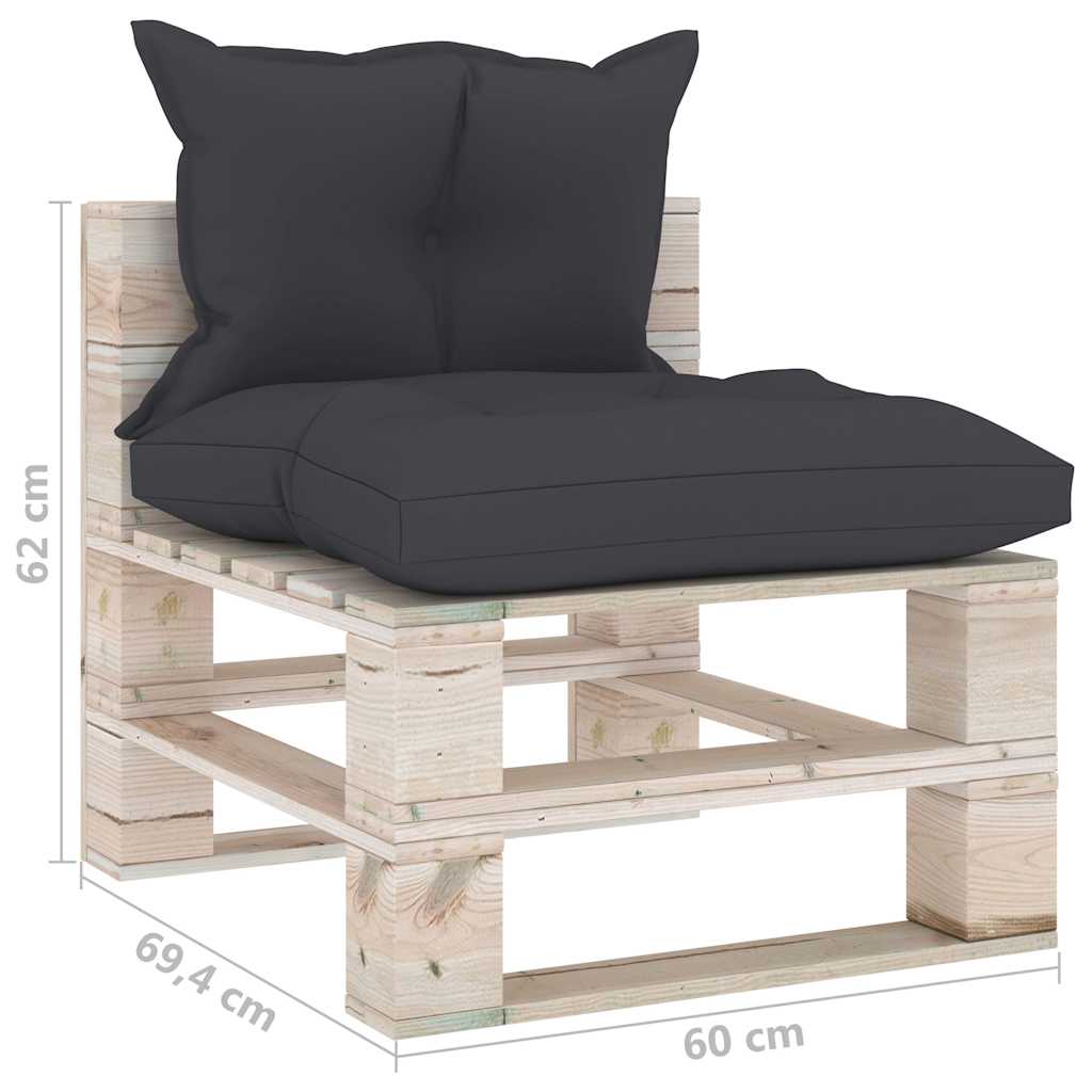 Salotto Giardino su Pallet Cuscini Antracite 5 pz Legno di Pino