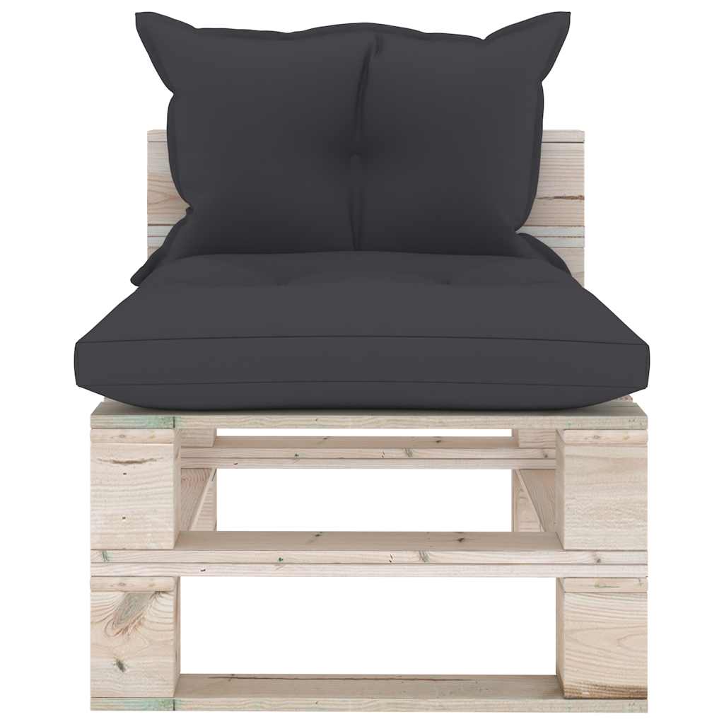 Salotto Giardino su Pallet Cuscini Antracite 5 pz Legno di Pino
