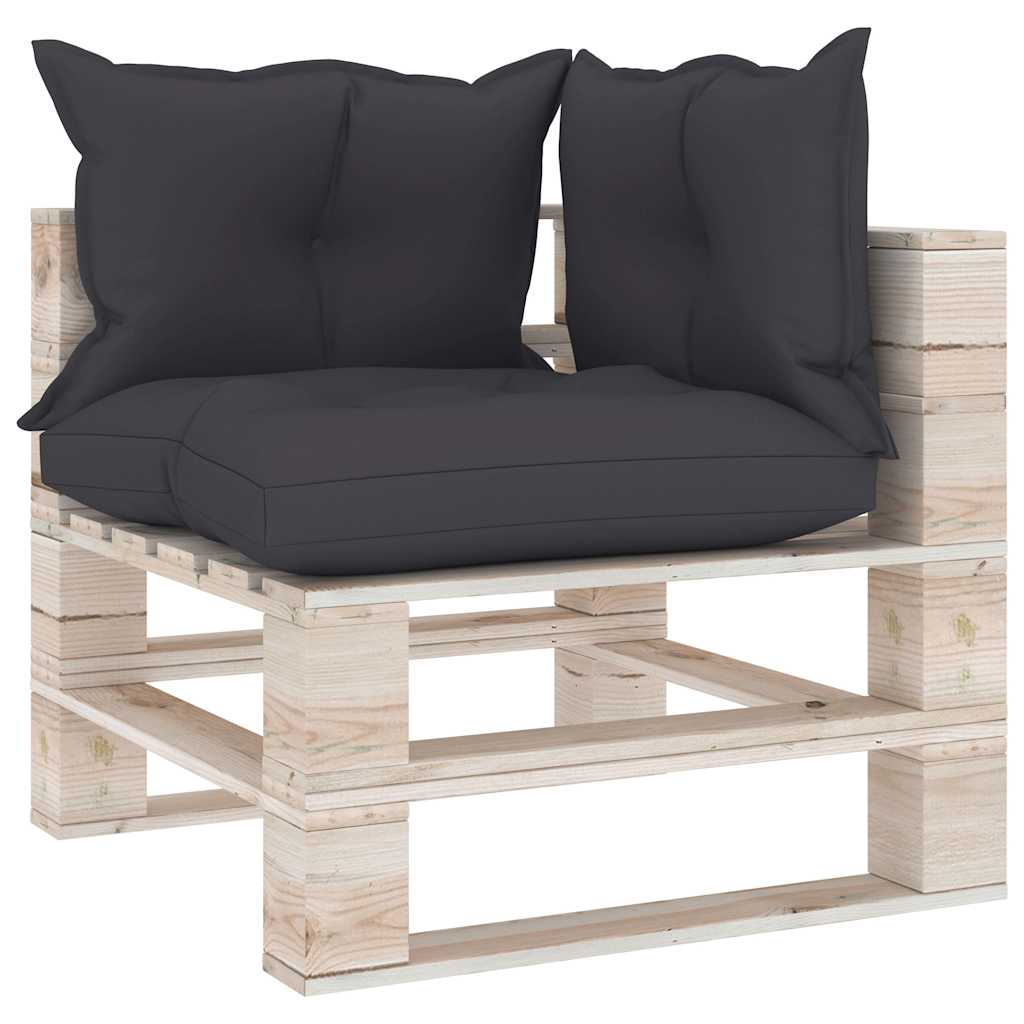 Salotto Giardino su Pallet Cuscini Antracite 5 pz Legno di Pino