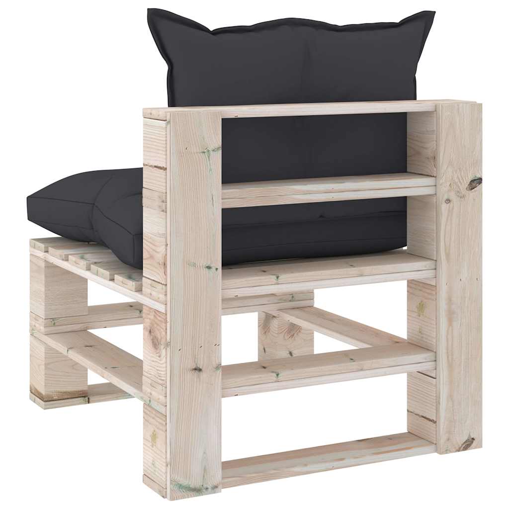 Salotto Giardino su Pallet Cuscini Antracite 5 pz Legno di Pino