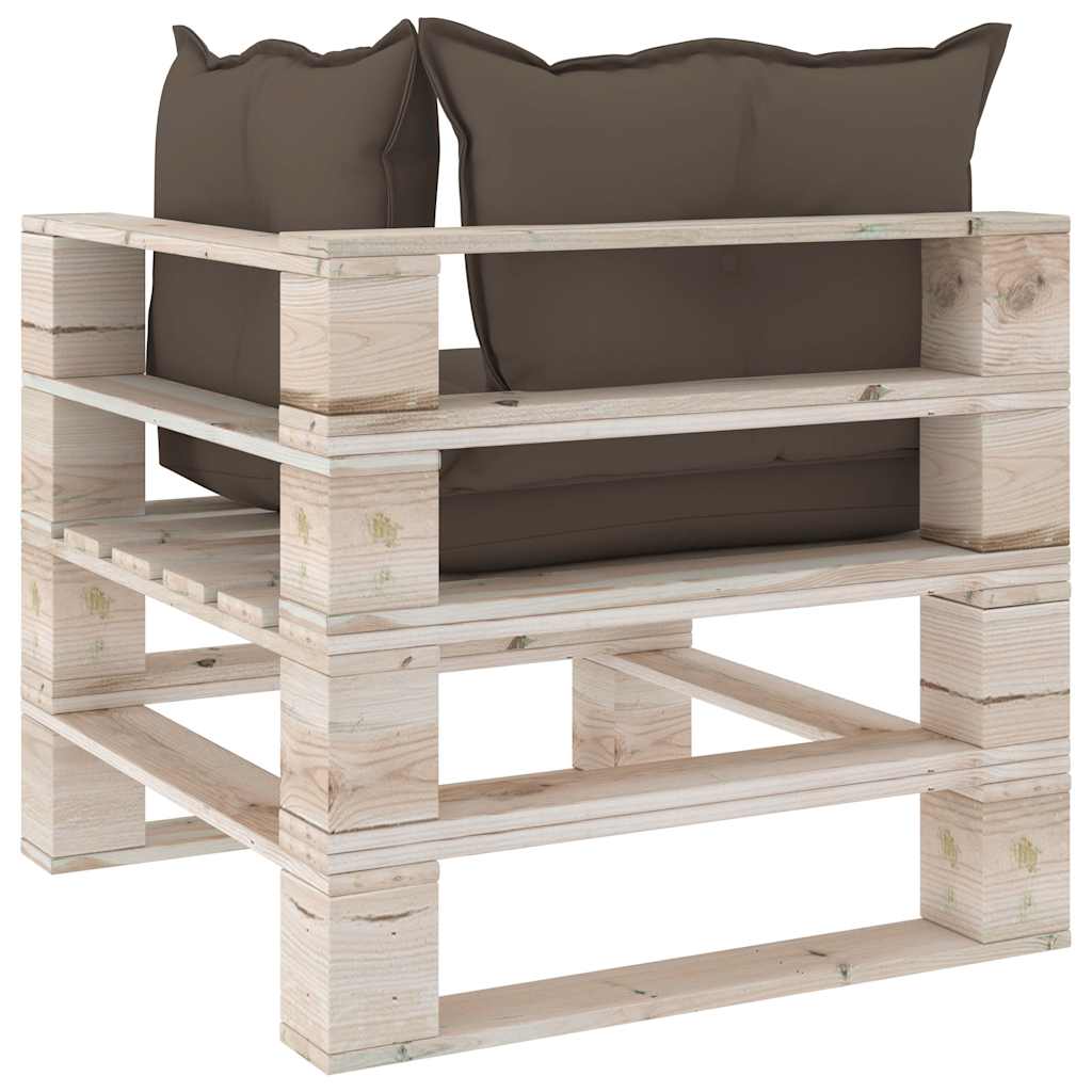 Set Salotto Giardino su Pallet Cuscini 5 pz in Legno di Pino