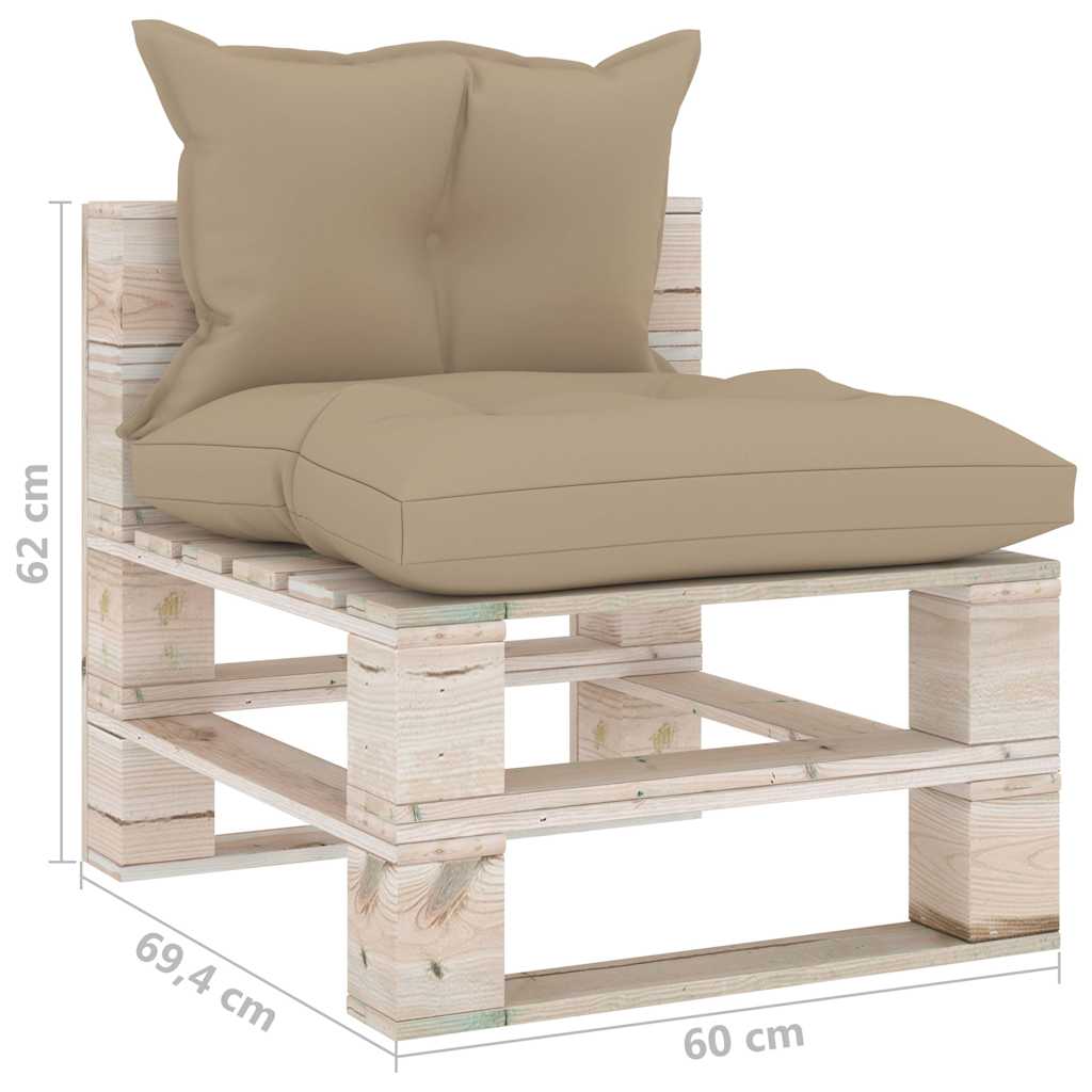 Set Salotto Giardino su Pallet Cuscini 5 pz in Legno di Pino