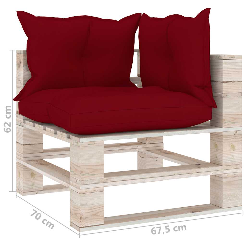 Set Salotto Giardino su Pallet Cuscini 5 pz in Legno di Pino