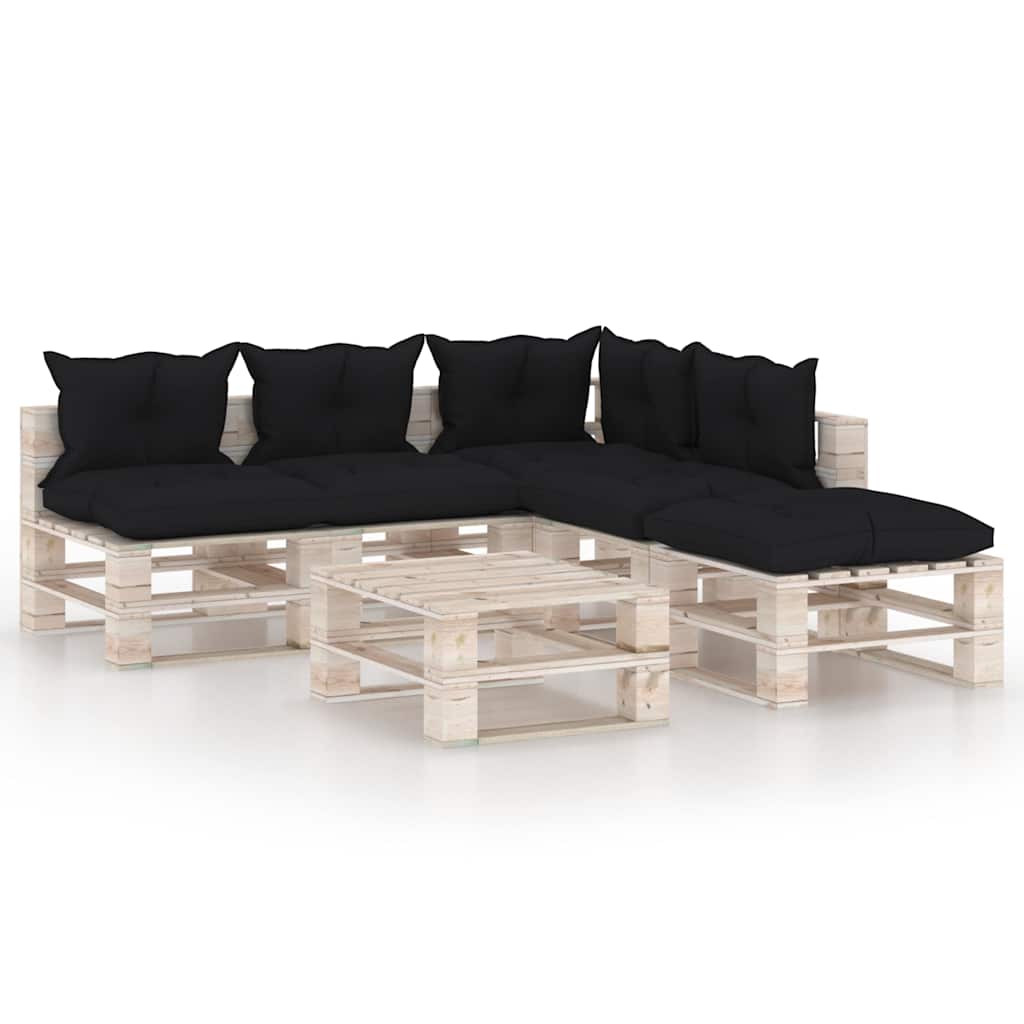 Set Salotto Giardino su Pallet Cuscini 6 pz in Legno di Pino