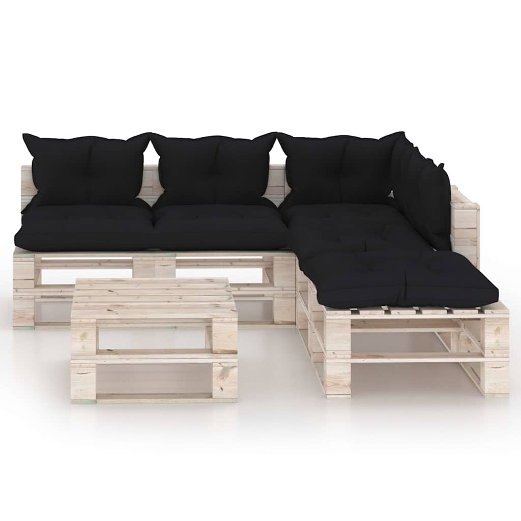Set Salotto Giardino su Pallet Cuscini 6 pz in Legno di Pino