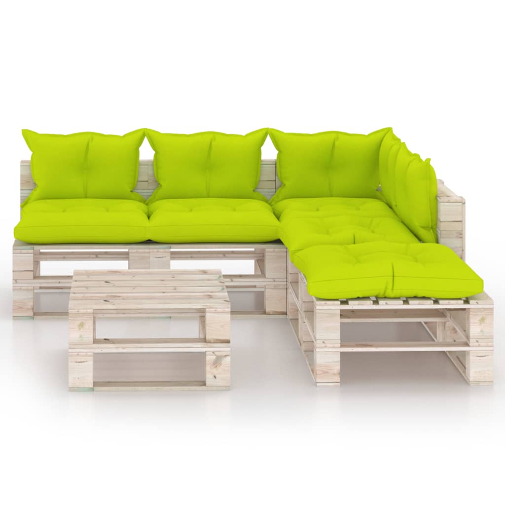 Set Salotto Giardino su Pallet Cuscini 6 pz in Legno di Pino