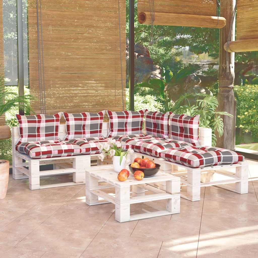 Set Salotto Giardino su Pallet Cuscini 6 pz in Legno di Pino