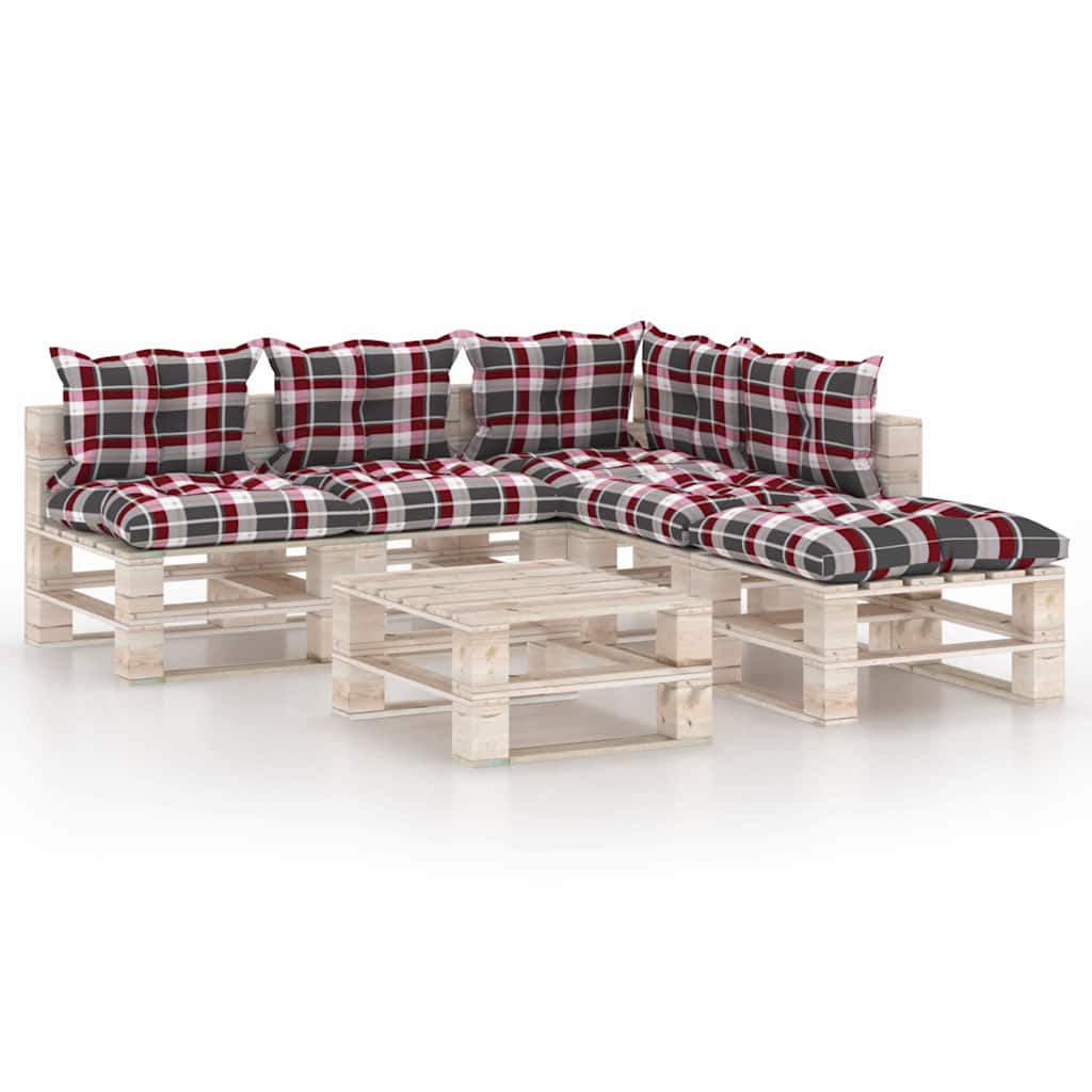 Set Salotto Giardino su Pallet Cuscini 6 pz in Legno di Pino
