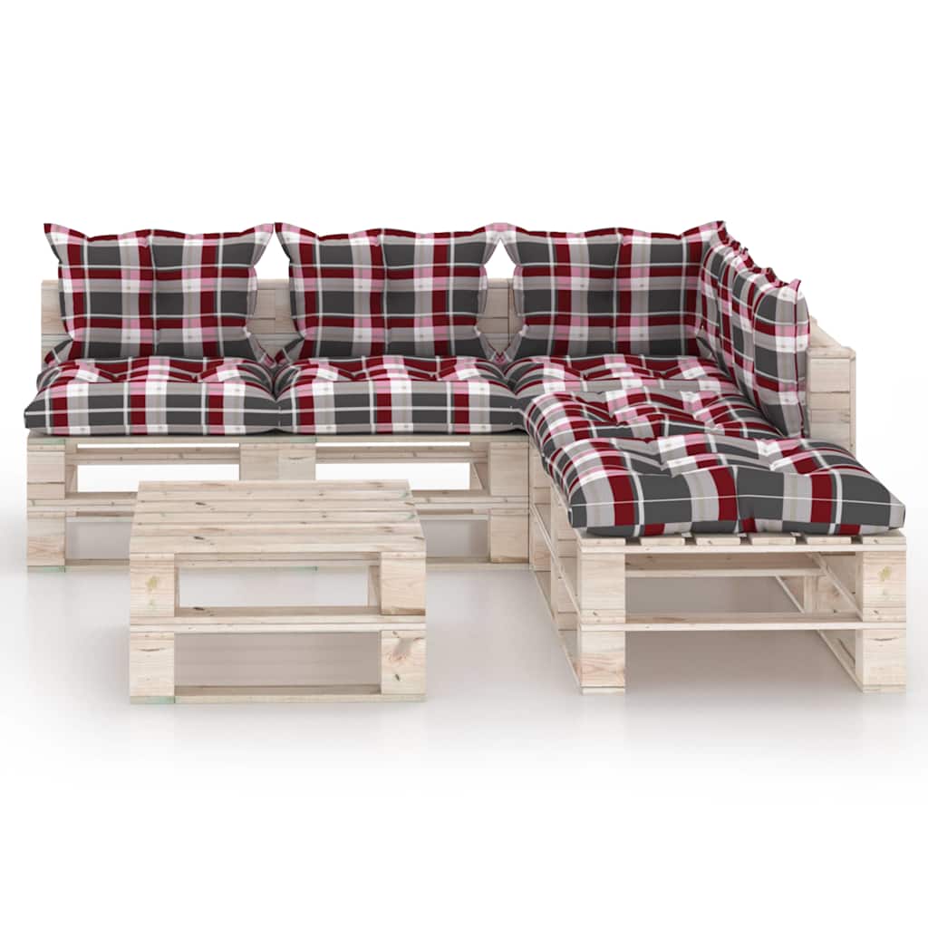 Set Salotto Giardino su Pallet Cuscini 6 pz in Legno di Pino
