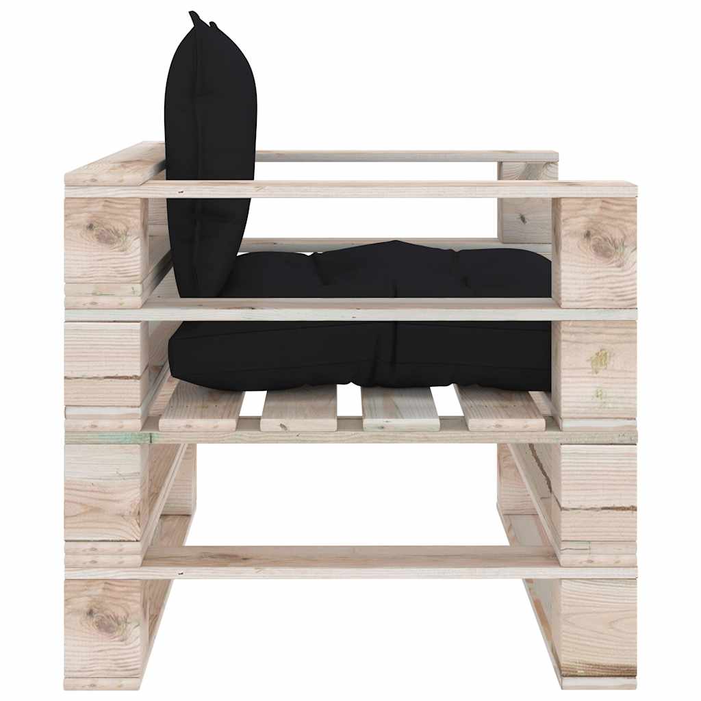 Set Divani da Giardino Pallet 5 pz con Cuscini in Legno di Pino