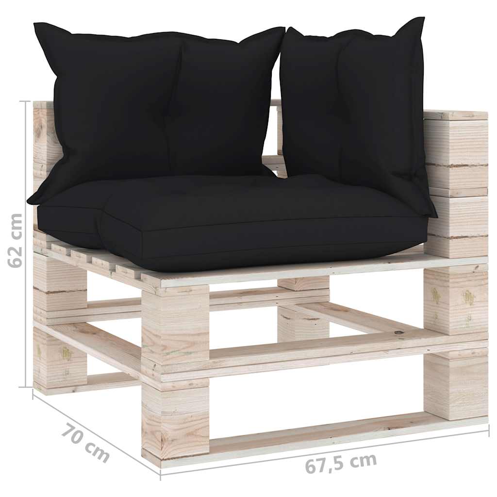 Set Divani da Giardino Pallet 5 pz con Cuscini in Legno di Pino