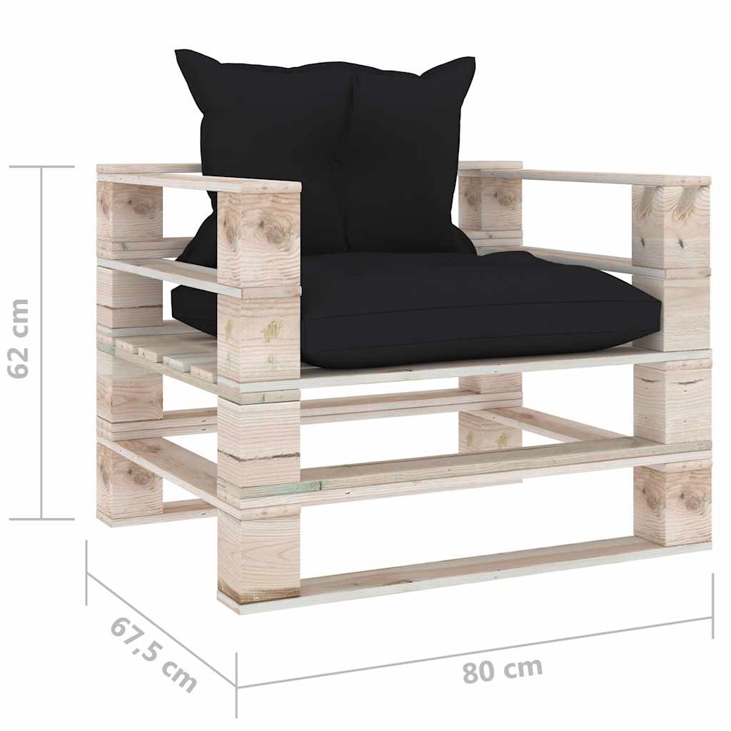 Set Divani da Giardino Pallet 5 pz con Cuscini in Legno di Pino