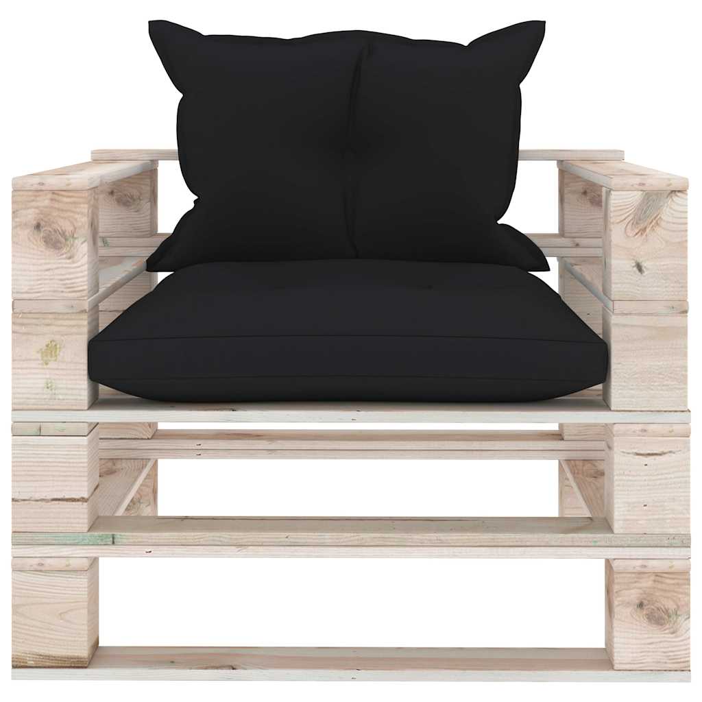 Set Divani da Giardino Pallet 5 pz con Cuscini in Legno di Pino
