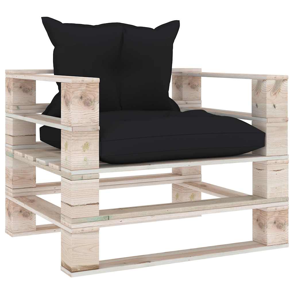 Set Divani da Giardino Pallet 5 pz con Cuscini in Legno di Pino