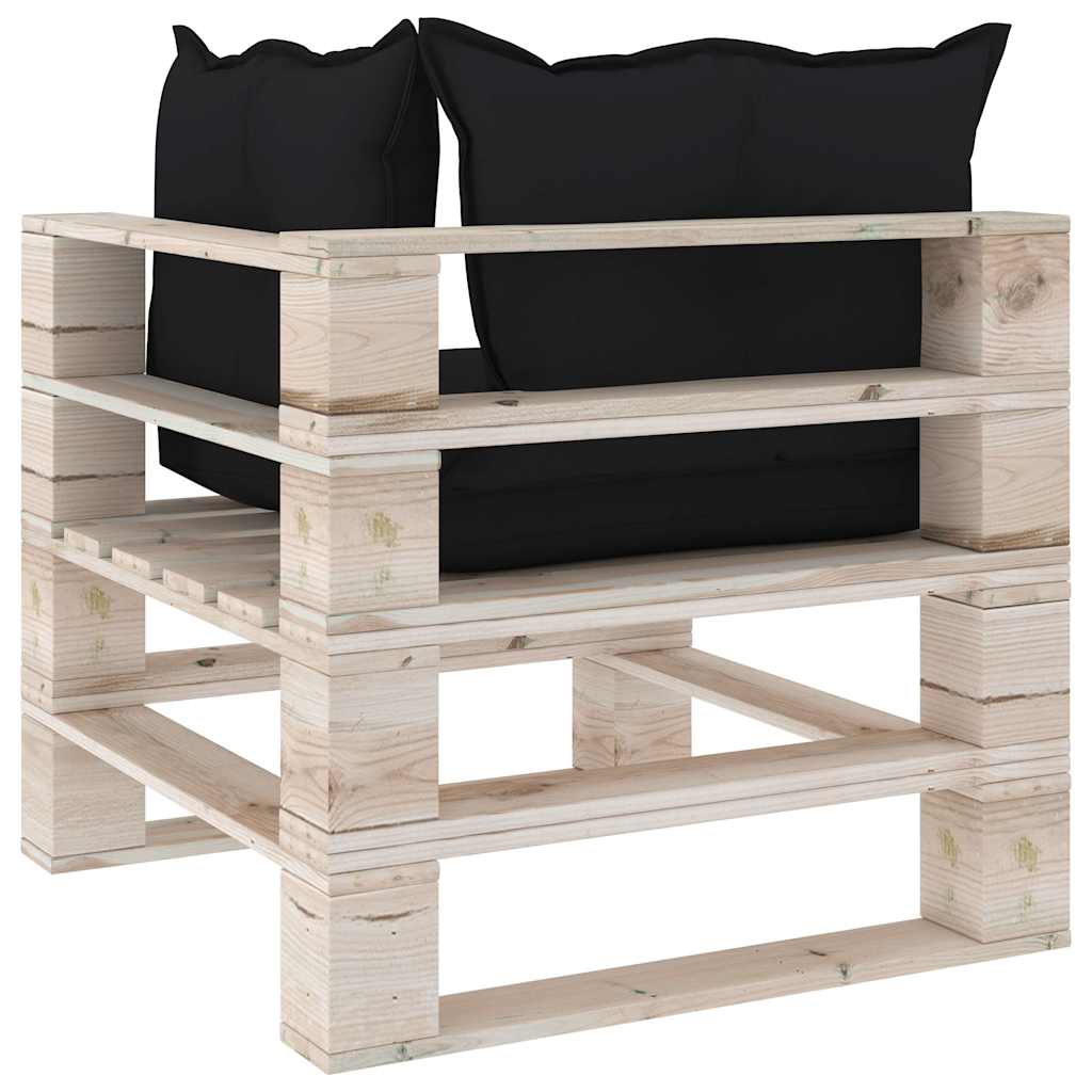 Set Divani da Giardino Pallet 5 pz con Cuscini in Legno di Pino